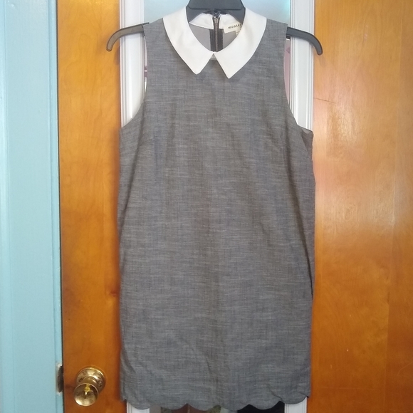 Monteau Dresses & Skirts - NWT Gray and White Dress with Scalloped Bottom - S